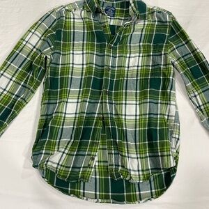 Faded Glory Green and White Plaid Shirt